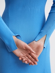 Reiss Blue Jean Cold Shoulder Knitted Dress - Image 6 of 7