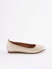 zlata (barva); zlato - Usnjene tkane balerinke Forever Comfort - Slika 3 iz 7