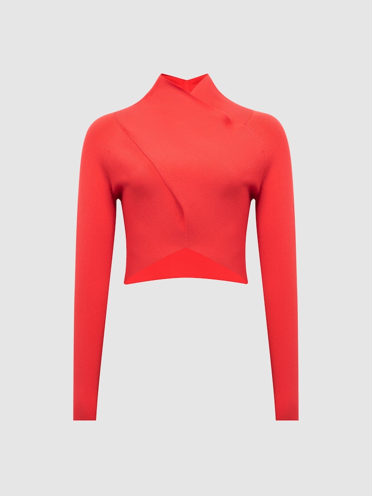 Reiss Coral Elsie High Neck Cropped Co Ord Top - Image 2 of 5