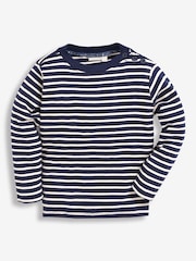 JoJo Maman Bébé Navy Blue Breton Long Sleeved Top - Image 1 of 7