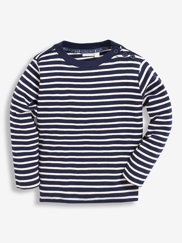 JoJo Maman Bébé Navy Blue Breton Long Sleeved Top - Image 1 of 7