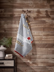Scion Set of 2 Grey Mr Fox Christmas Hand Towels - Image 1 of 3