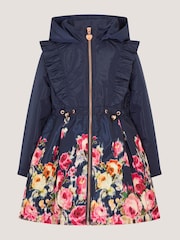 Monsoon Blue Blurred Floral Print Coat - Image 1 of 3