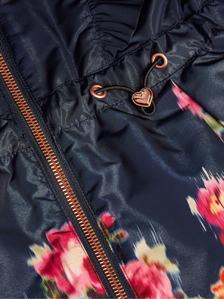 Monsoon Blue Blurred Floral Print Coat - Image 3 of 3 Monsoon Blue Blurred Floral Print Coat - Image 3 of 3