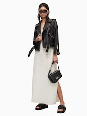 AllSaints Black Crome Balfern Biker Jacket - Image 1 of 7