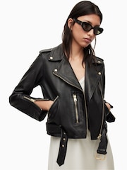 AllSaints Black Crome Balfern Biker Jacket - Image 3 of 7