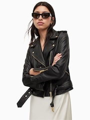 AllSaints Black Crome Balfern Biker Jacket - Image 4 of 7