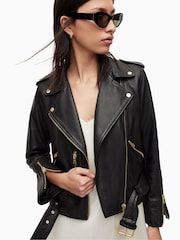 AllSaints Black Crome Balfern Biker Jacket - Image 6 of 7