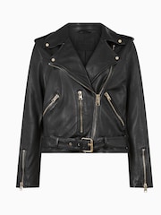 AllSaints Black Crome Balfern Biker Jacket - Image 7 of 7