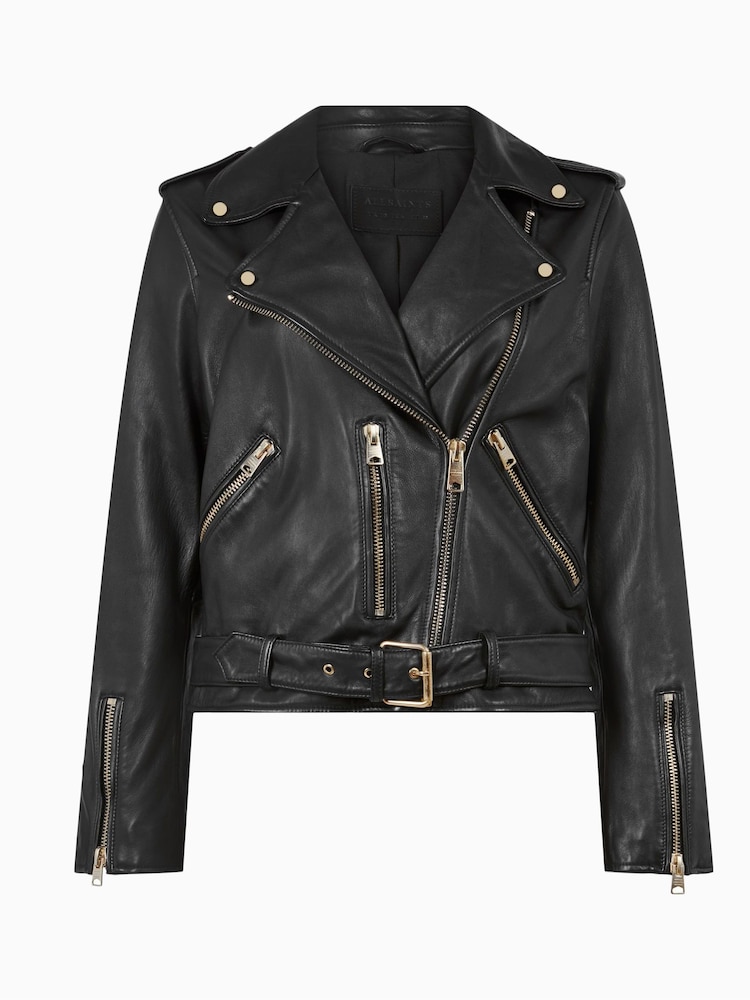 AllSaints Black Crome Balfern Biker Jacket - Image 7 of 7