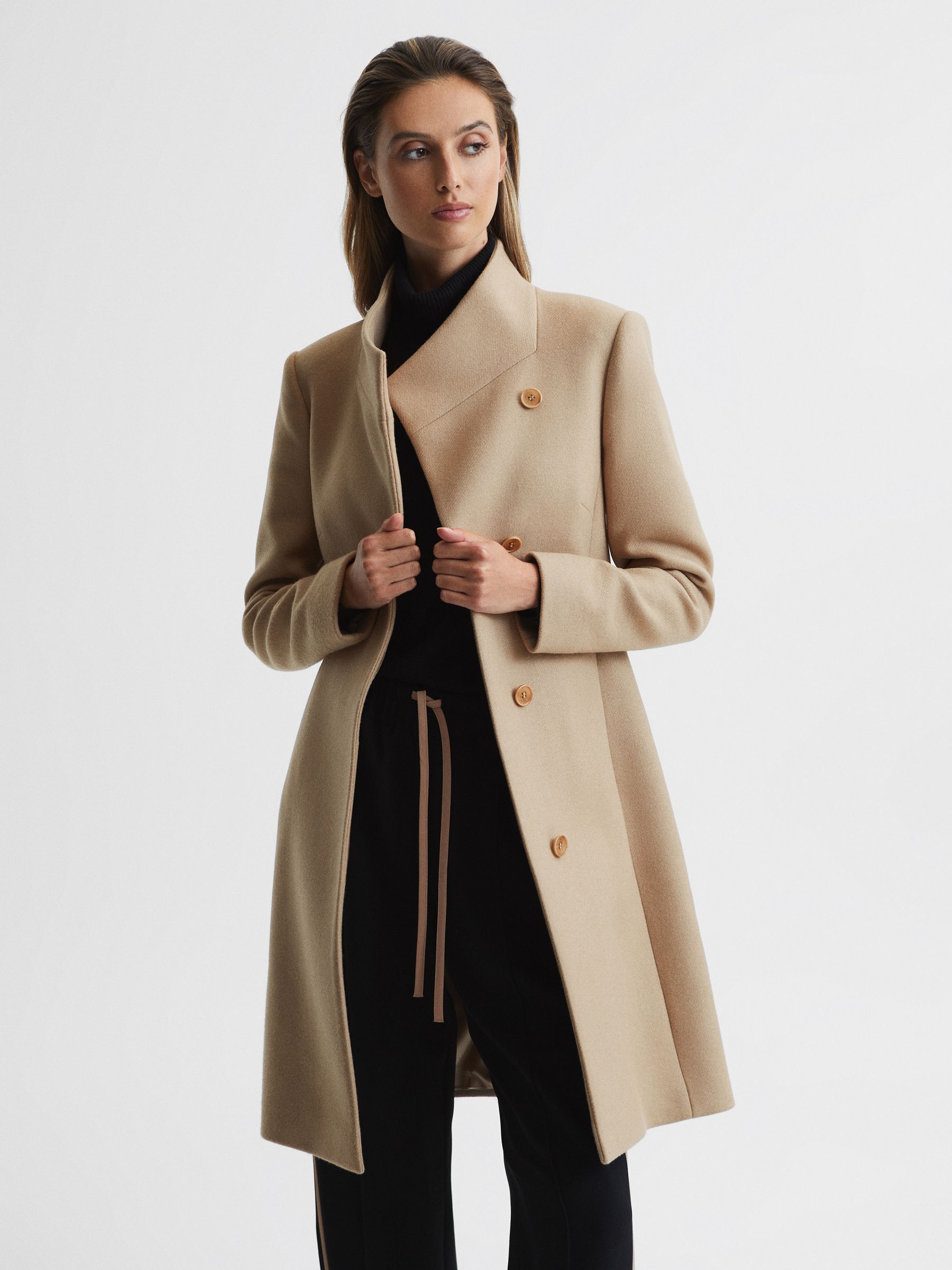 Buy Reiss Camel Mia Petite Wool Blend Mid-Length Coat from Next USA