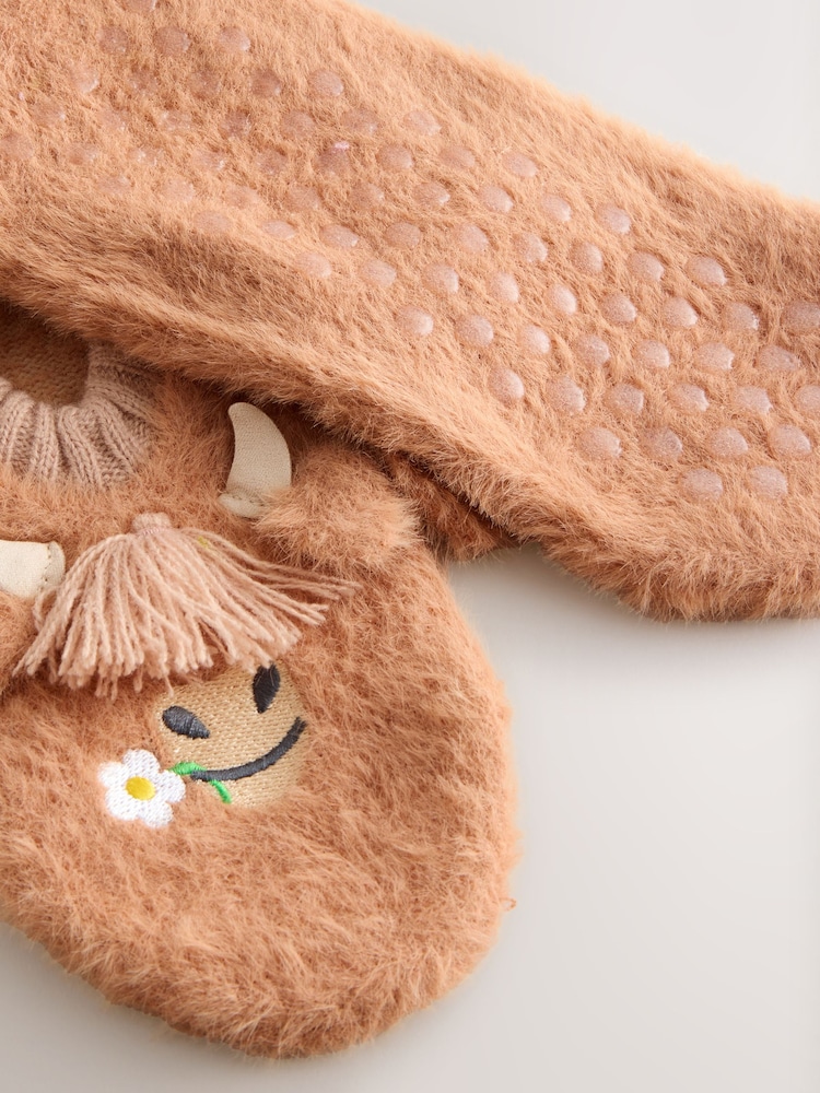 Brown Hamish The Highland Cow Footsie Slippers 1 Pack - Image 4 of 4 Brown Hamish The Highland Cow Footsie Slippers 1 Pack - Image 4 of 4