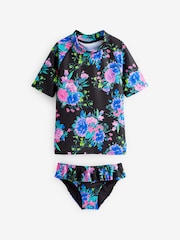 Black Floral 2 Piece Sunsafe Swim Set (3-16yrs) - Image 4 of 6