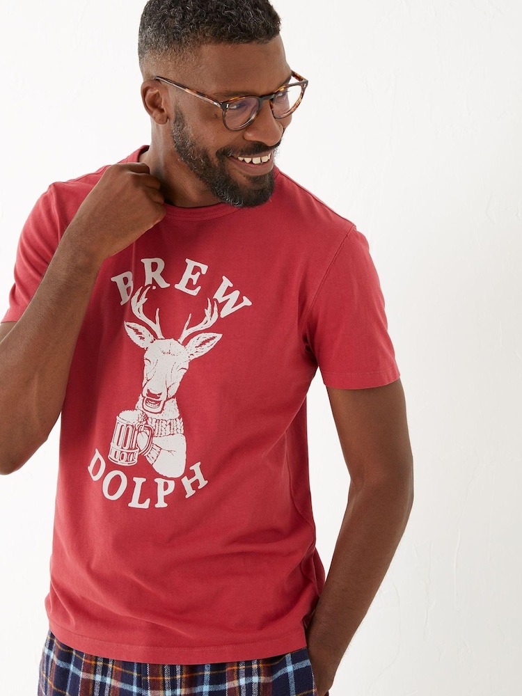 FatFace Red Brewdolph T-Shirt - Image 1 of 4