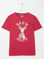FatFace Red Brewdolph T-Shirt - Image 4 of 4