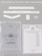 Белый - Savile Row Company Слим фит Twill Double Cuff 100% Cotton рубашки - Изображение 5 из 6
