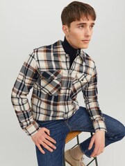 JACK & JONES White Check Utility Button Up Overshirt - Image 3 of 5