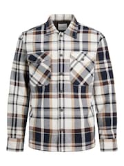 JACK & JONES White Check Utility Button Up Overshirt - Image 4 of 5