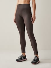 Chocolate Brown Ribbed Seamless High Waist Leggings - Image 1 of 4