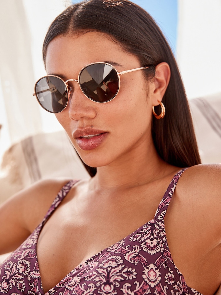 Silver/Black Polarized Round Sunglasses - Image 1 of 6