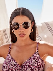Silver/Black Polarized Round Sunglasses - Image 2 of 6