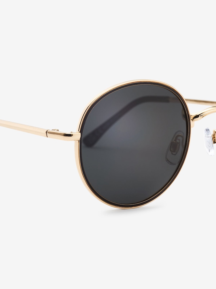 Silver/Black Polarized Round Sunglasses - Image 6 of 6