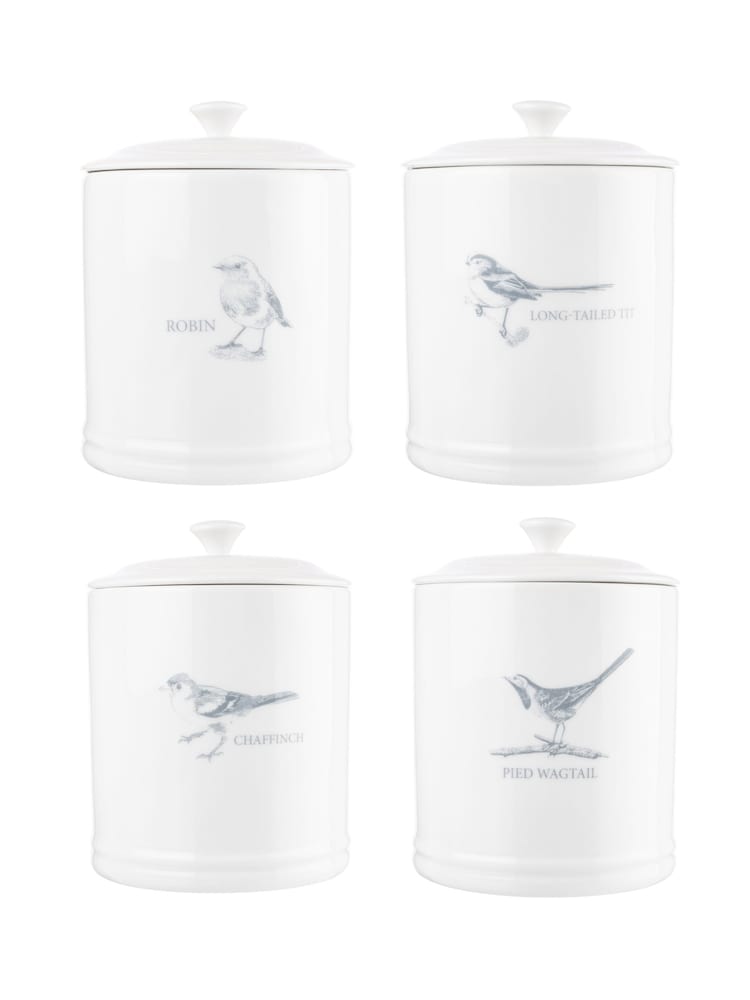 Mary Berry Set of 3 White Garden Birds Canisters - Image 2 of 2