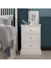 Bentley Designs White Ashby 3 Drawer Bedside Table - Image 1 of 4