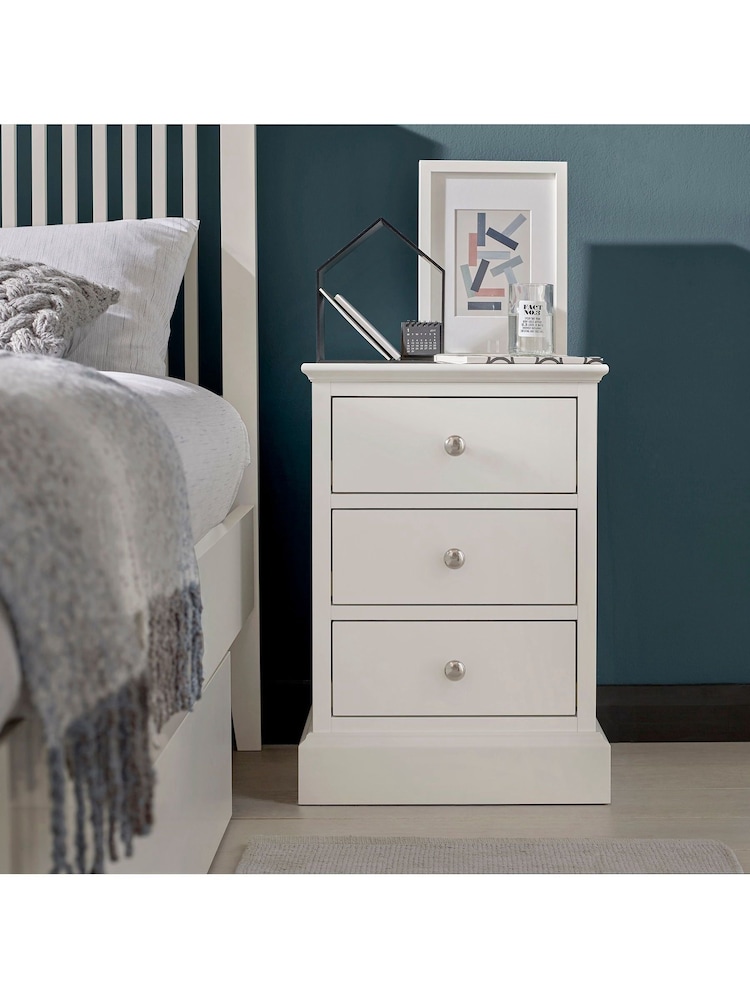 Bentley Designs White Ashby 3 Drawer Bedside Table - Image 1 of 4