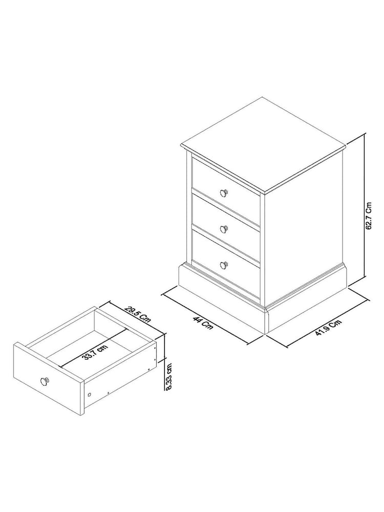 Bentley Designs White Ashby 3 Drawer Bedside Table - Image 4 of 4