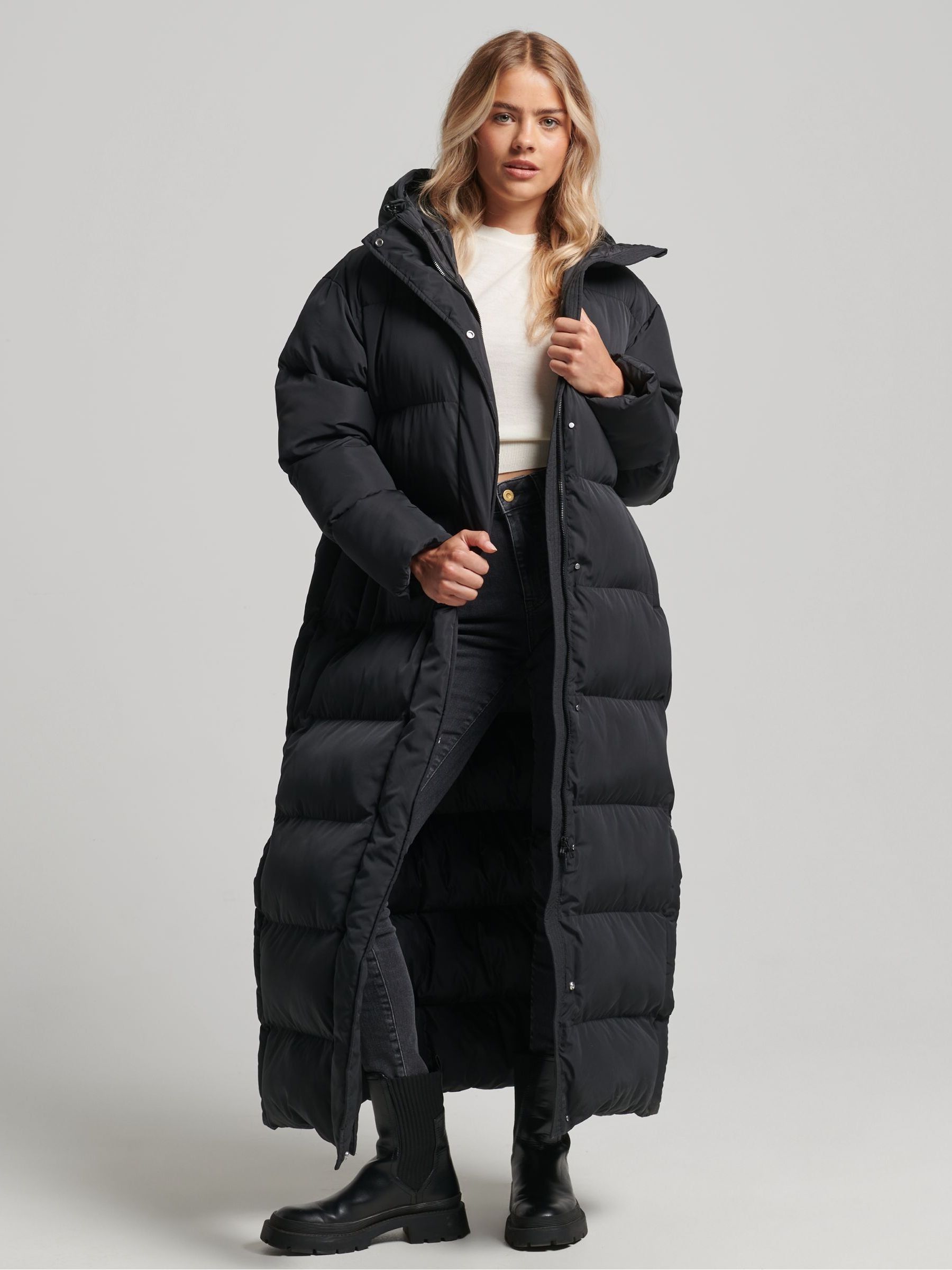 Buy Superdry Black Studios Super Long Duvet Puffer Coat from Next Luxembourg