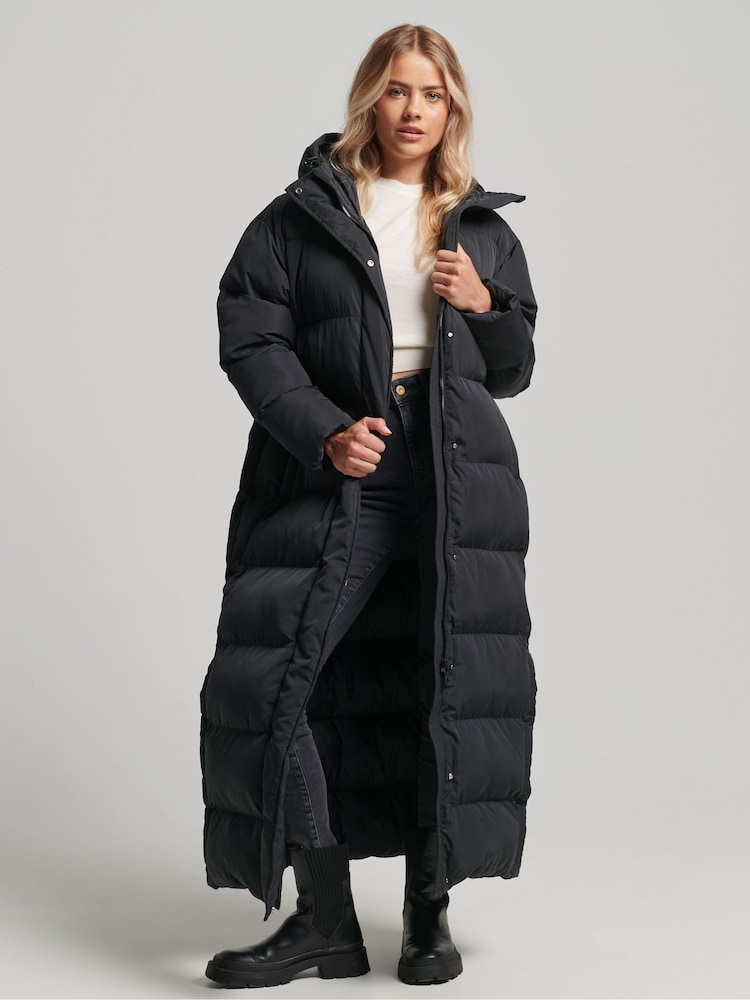 Superdry Black Studios Super Long Duvet Puffer Coat - Image 1 of 3