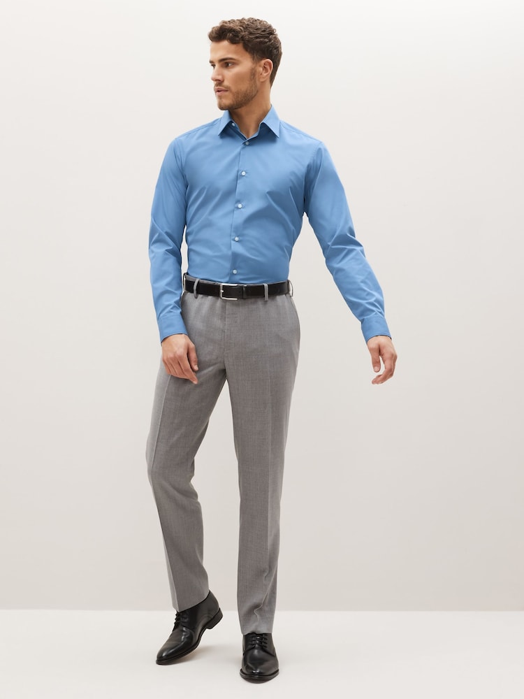 Сумеречно-синий - Зауженный крой, прямые манжеты - Easy Care Single Cuff Smart Shirt - Image 1 of 8