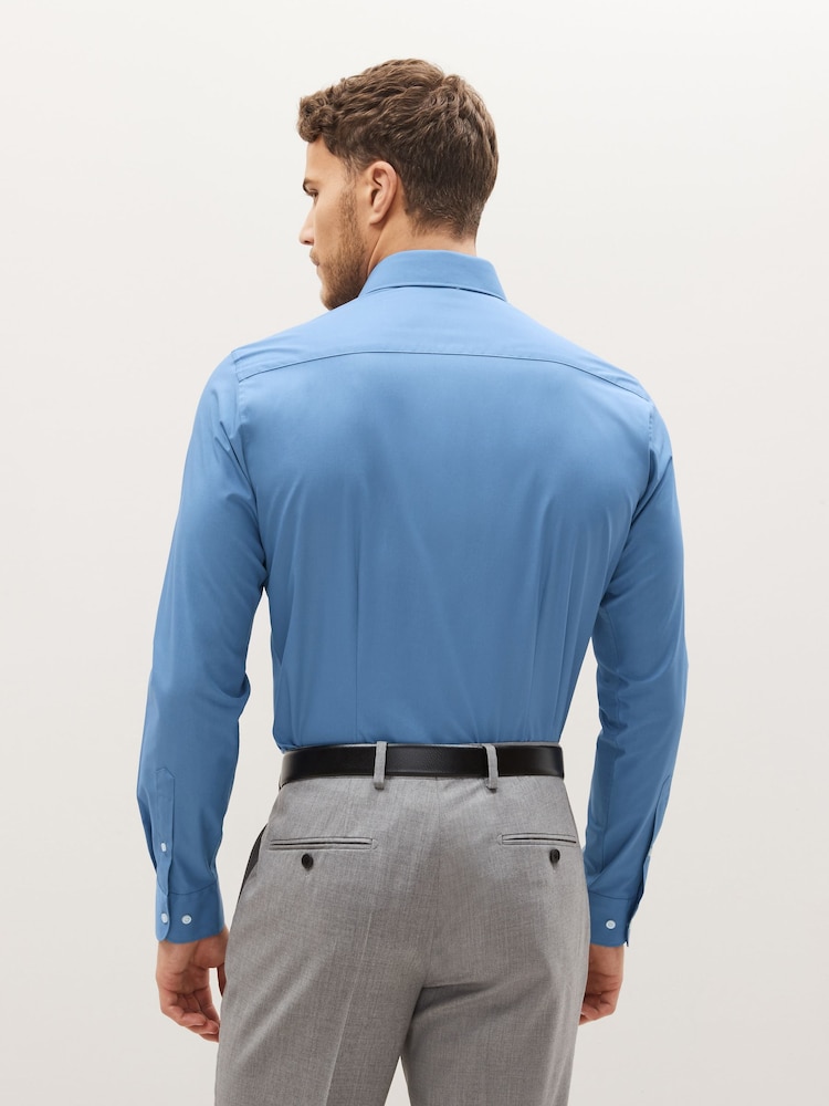 Сумеречно-синий - Зауженный крой, прямые манжеты - Easy Care Single Cuff Smart Shirt - Image 2 of 8