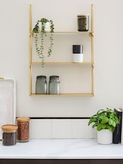 Gold Three Tier Wall Shelf - Image 1 of 7