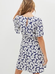 Blue/White Shell print Angel Sleeve Mini Dress - Image 2 of 5