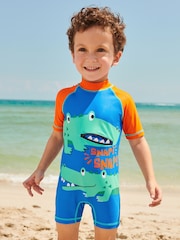 Синий/оранжевый с принтом крокодиловой ткани - Купальник Sunsafe All-In-One (3мес. -7лет) - Изображение 1 из 7