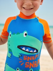 Синий/оранжевый с принтом крокодиловой ткани - Купальник Sunsafe All-In-One (3мес. -7лет) - Изображение 3 из 7