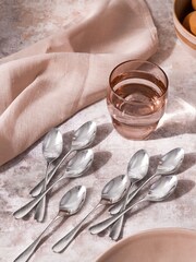 Robert Welch Set of 8 Silver Sandstone Design Teaspoons - Image 1 of 4
