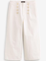 White Button Detail Cropped Wide Leg Jeans - Image 5 of 5