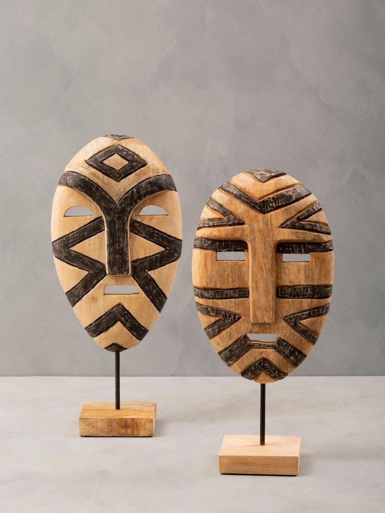 Fifty Five South White Bantu Tribal Wooden Ornaments Sculpture - Image 1 of 4