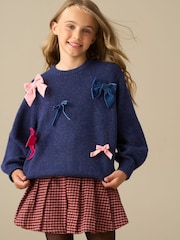 Angel & Rocket Blue Freya All Over Bow Knitted Jumper - Image 1 of 3
