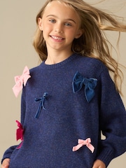 Angel & Rocket Blue Freya All Over Bow Knitted Jumper - Image 3 of 3