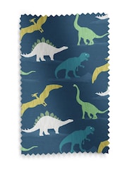 Navy Blue Multi Dino Made To Measure 100% Cotton Curtains - Image 9 of 9