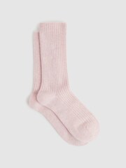 Reiss Blush Chloe Ribbed Wool Blend Socks - Image 1 of 4