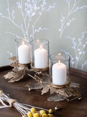 Laura Ashley Gold Corrina Leaf Triple Votive Candle Holder - Image 1 of 5