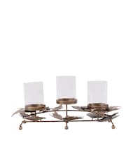 Laura Ashley Gold Corrina Leaf Triple Votive Candle Holder - Image 2 of 5