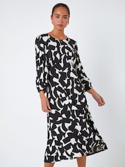 Roman Black Petite Geo Print Stretch Midi Dress - Image 3 of 5