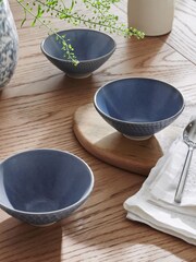Set of 3 Blue Reactive Glaze Nibble and Dip Bowls - Image 1 of 6