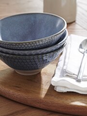 Set of 3 Blue Reactive Glaze Nibble and Dip Bowls - Image 2 of 6